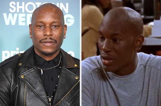 Tyrese Gibson on the red carpet on the left; Tyrese Gibson acting in &quot;Moesha&quot; on the right