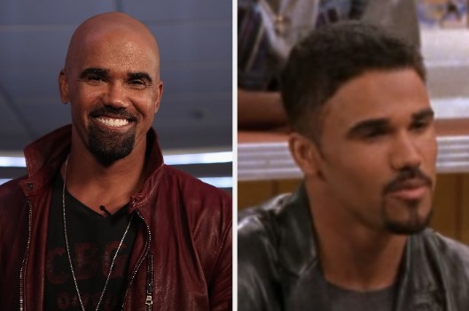 Shemar Moore on red carpet on the left; Shemar Moore in &quot;Moesha&quot; on the right