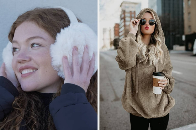 earmuffs and sherpa hoodie