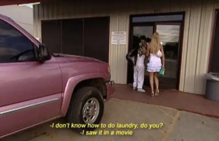 Nicole Richie and Paris Hilton enter a laundromat in &quot;The Simple Life&quot;