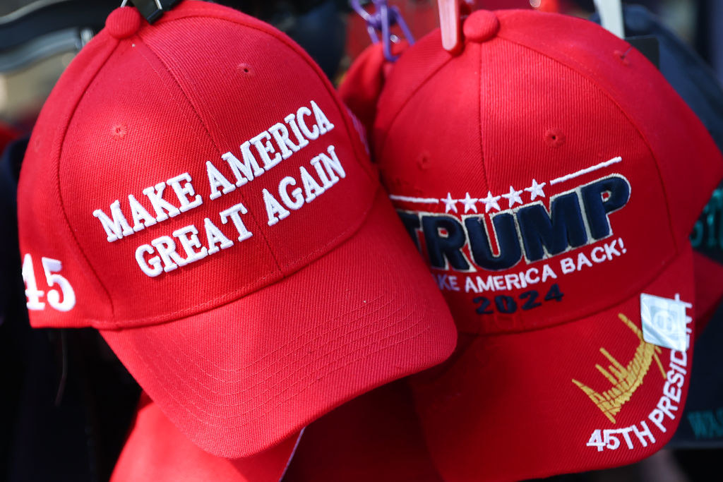MAGA hats supporting Trump.