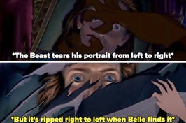 The rips on the Beasts portrait change directions in Beauty and the Beast