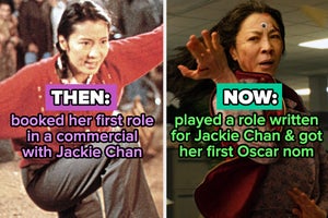 Michelle Yeoh booked her first role in a commercial with Jackie Chan, and now she's played a role written for him and got her first Oscar nom