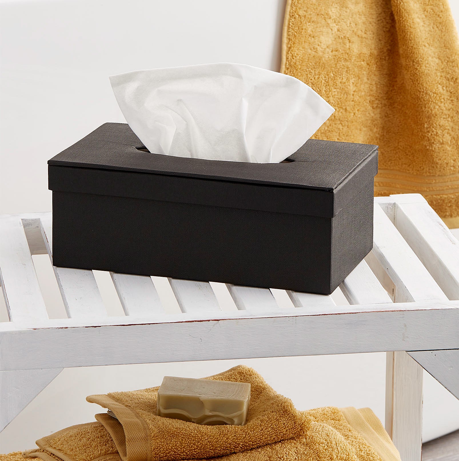 tissues in the tissue box holder