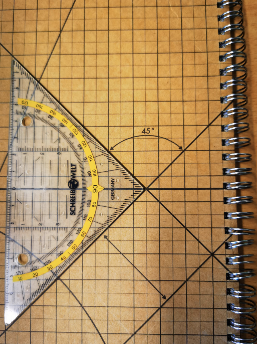 Incorrect 45-degree angle on notepad cover that should be 90 degrees