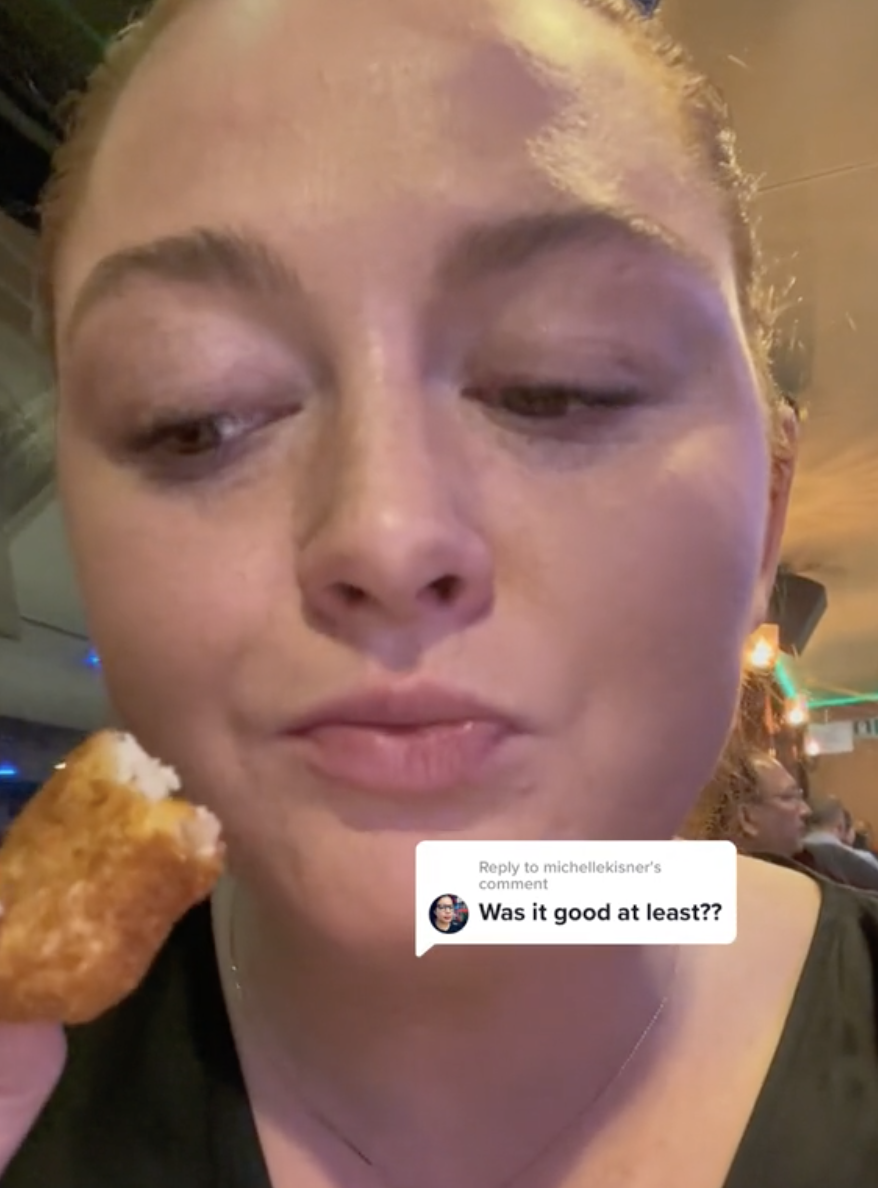 Allison trying the chicken nugget on TikTok