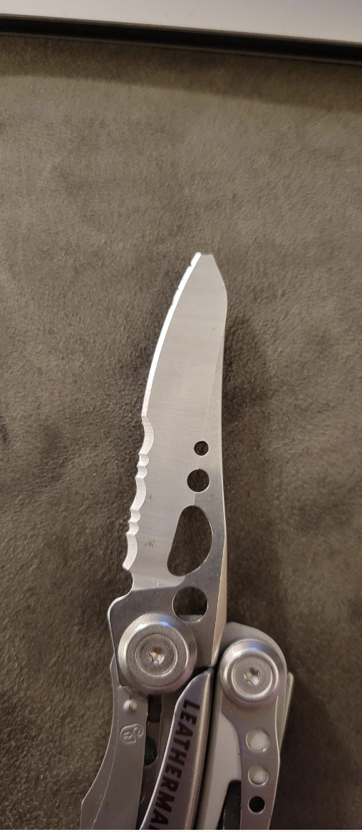 Close-up of knife with tip broken off