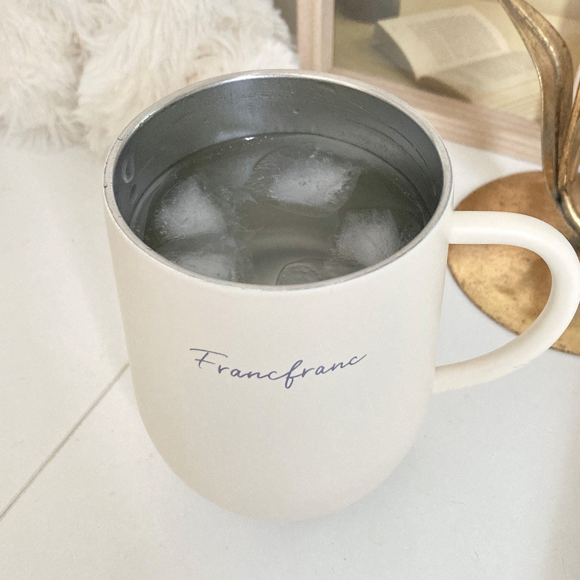 Francfranc（フランフラン）のオススメのマグカップ「フタ付き ステンレスサーモマグ ホワイト」