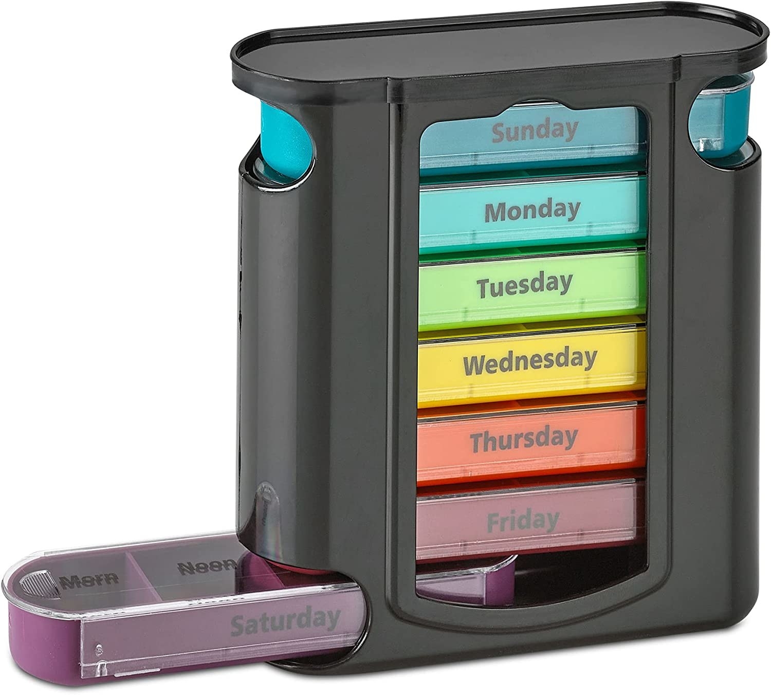 The pill organizer on a blank background
