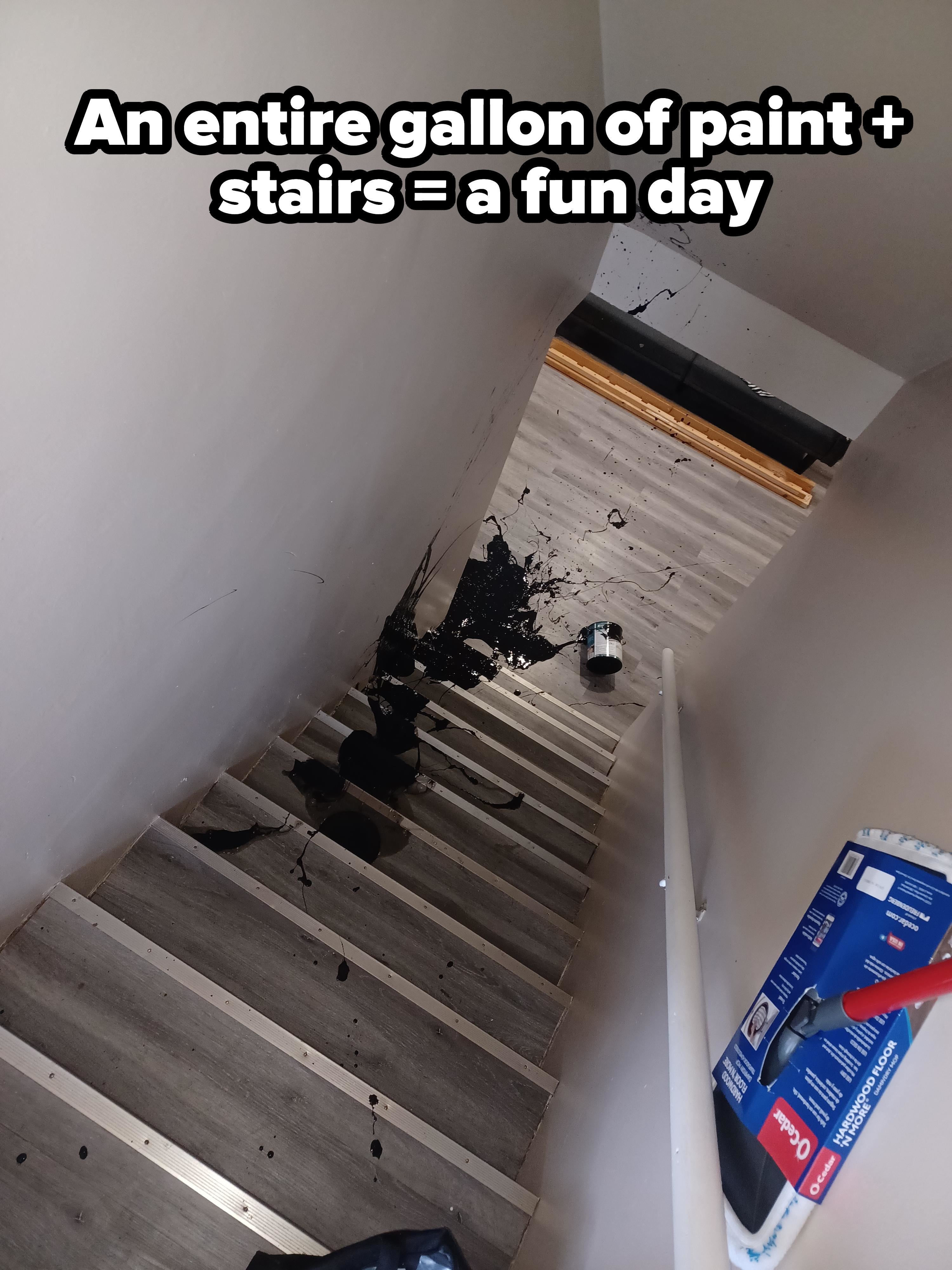 Paint spilled on stairs