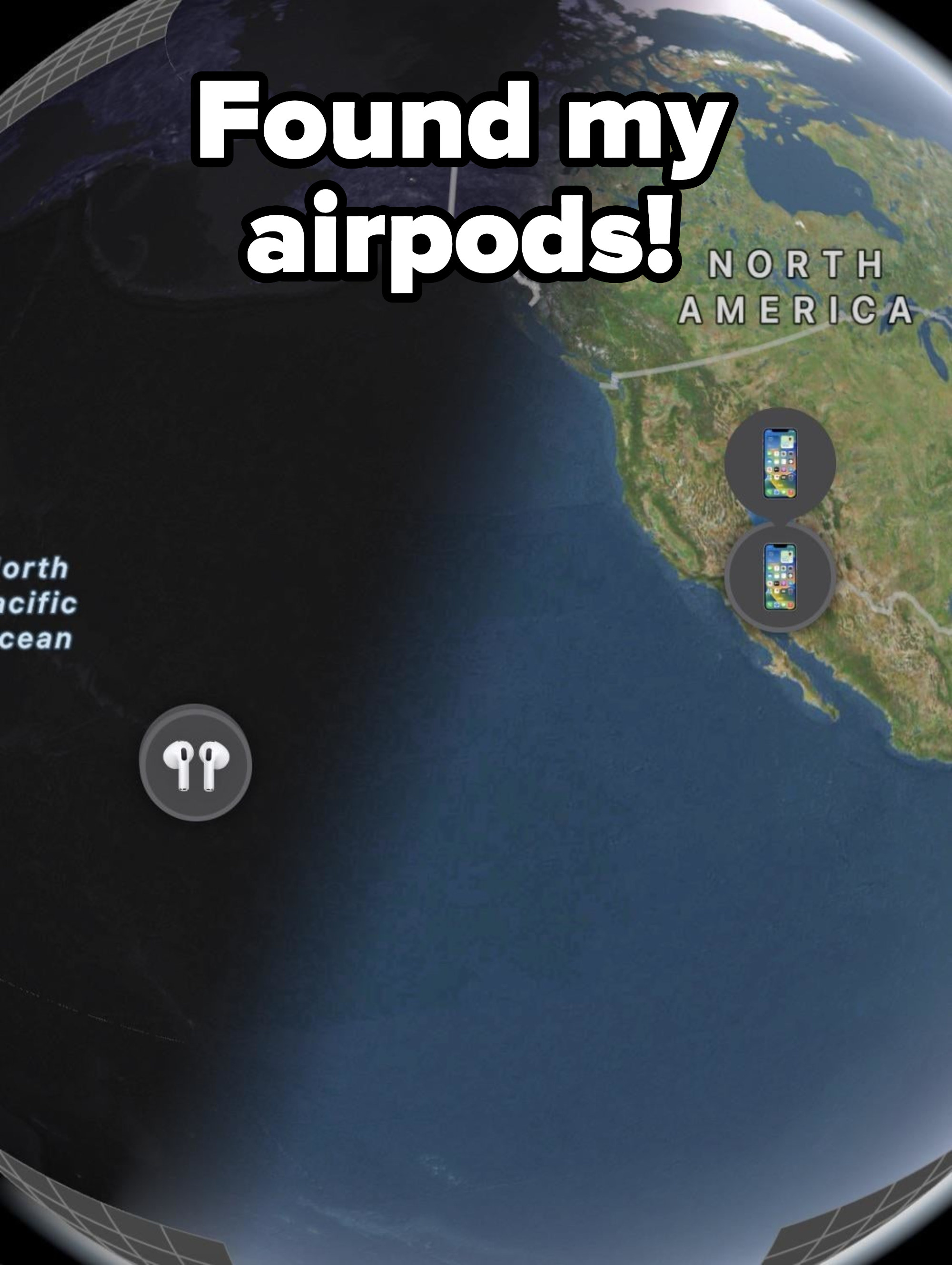 AirPods in Hawaii, far away from the user