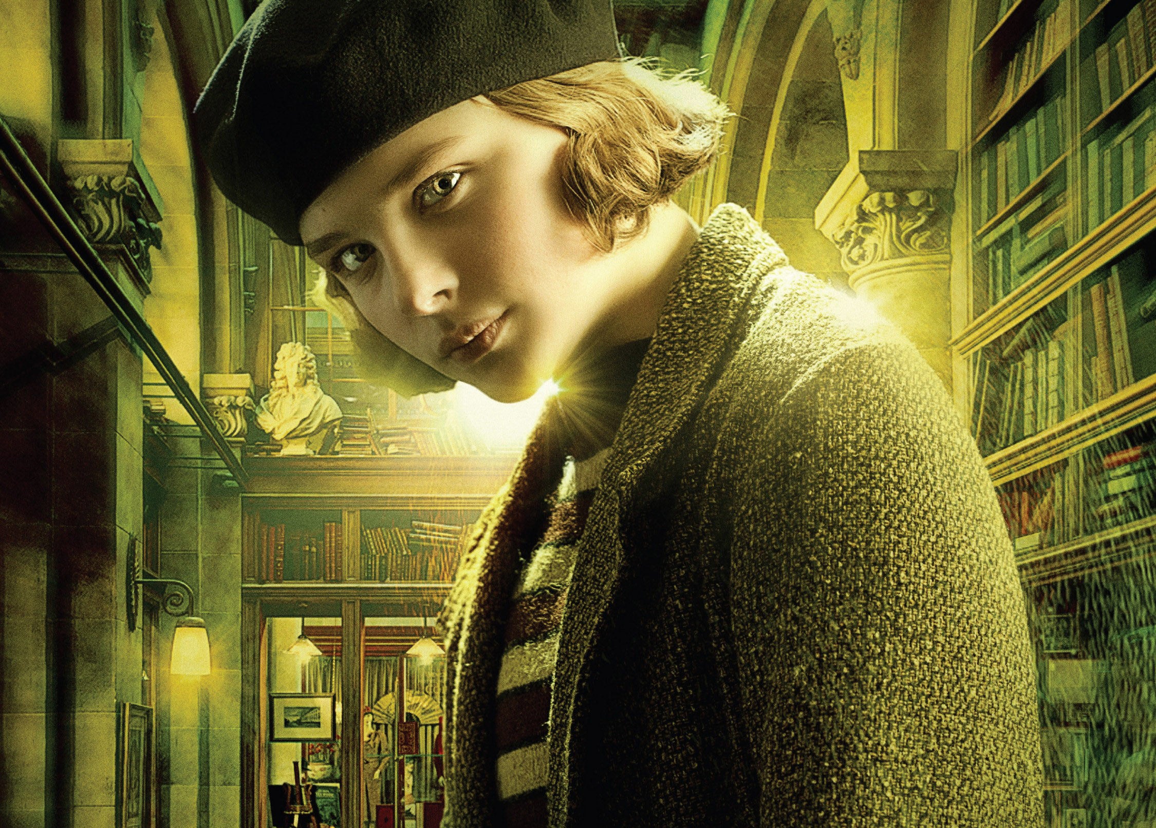 Chloë in a library in the movie