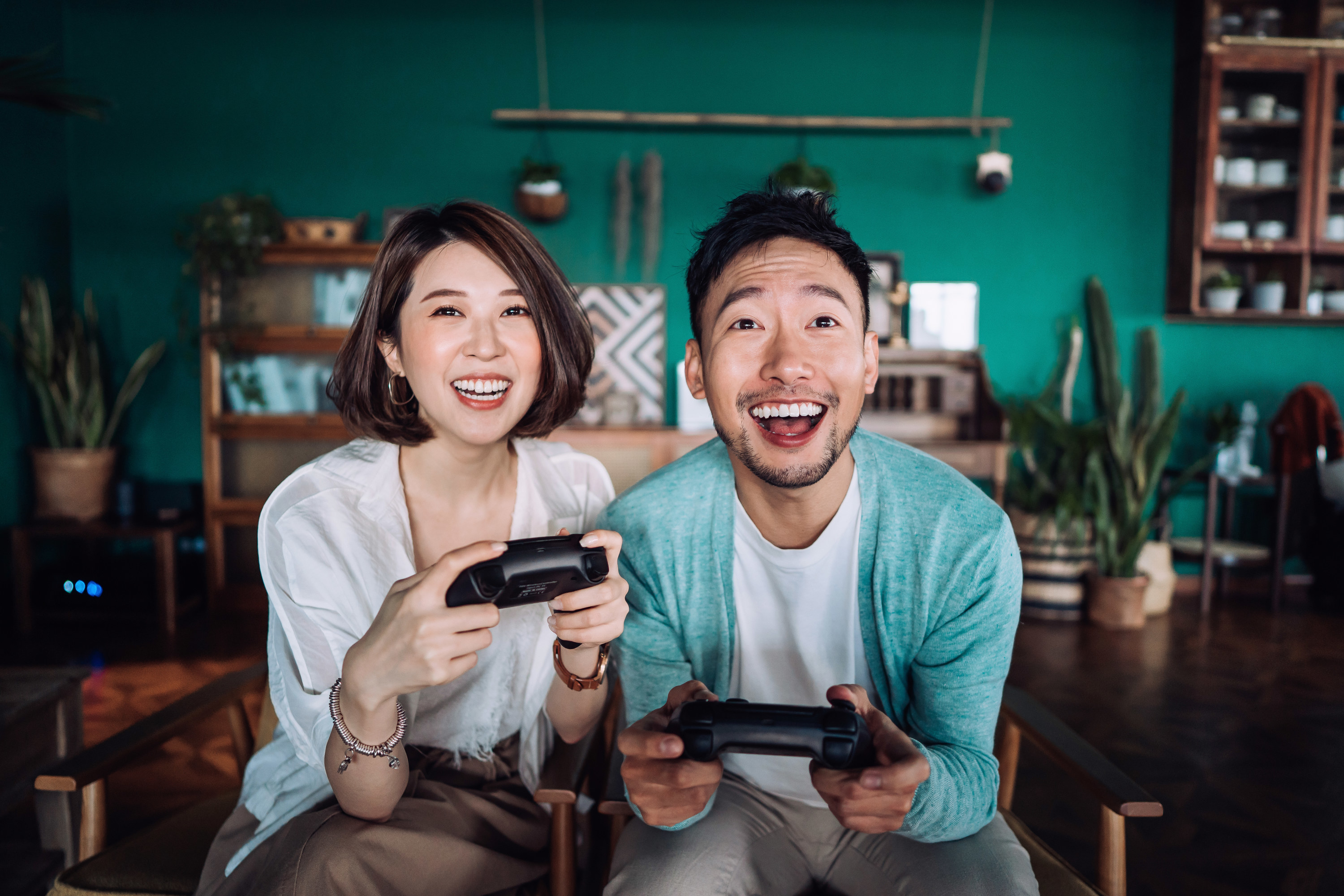 a couple playing video games together