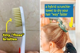 flossing toothbrush and scrunchie
