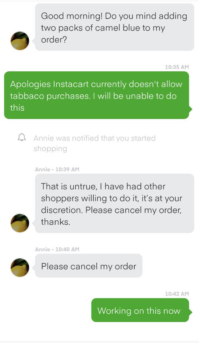 does instacart sell cigarettes 16 Screenshots Of Awful Instacart Customers