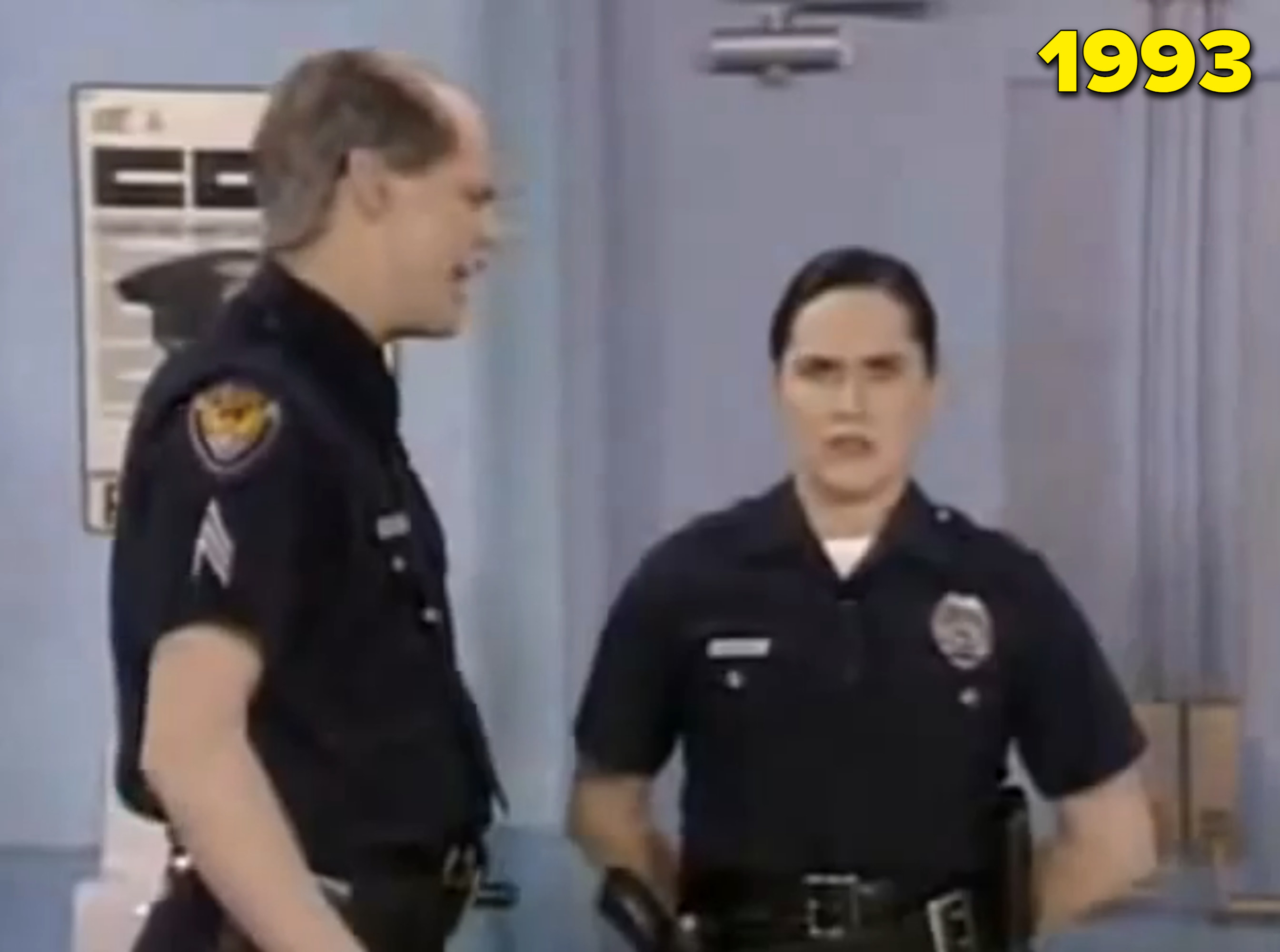 Molly and Jim Carrey dressed as cops in &quot;In Living Color&quot;