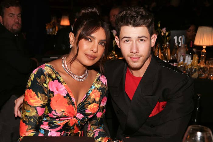 Priyanka and Nick sitting together