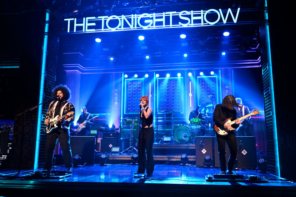 Paramore performing on The Tonight Show in 2022
