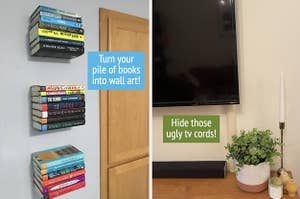 (left) book holder (right) tv cord cover