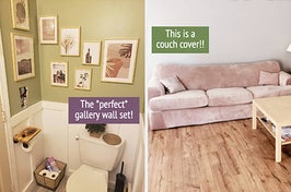 (left) gallery wall set (right) couch cover