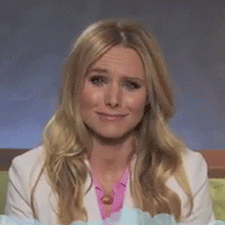 Kristen Bell laughing and then crying