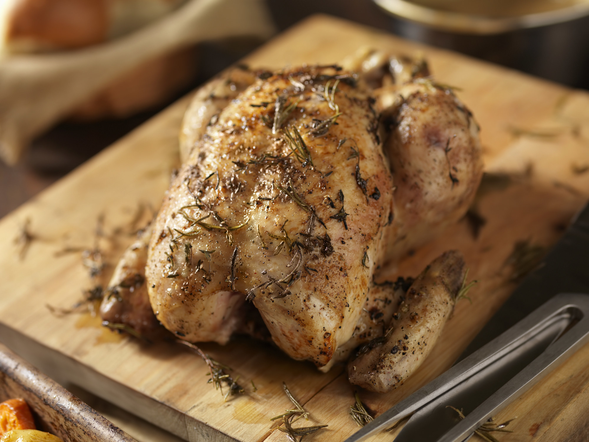 A roasted chicken with thyme