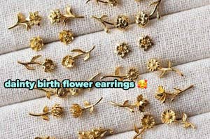 gold birth flower earrings