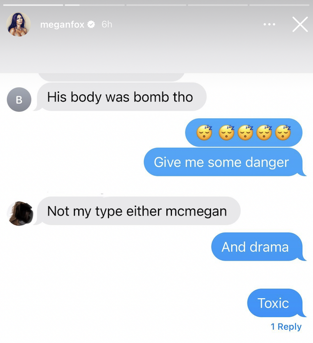 megan&#x27;s texts that she want&#x27;s some danger and drama and for the man to be toxic