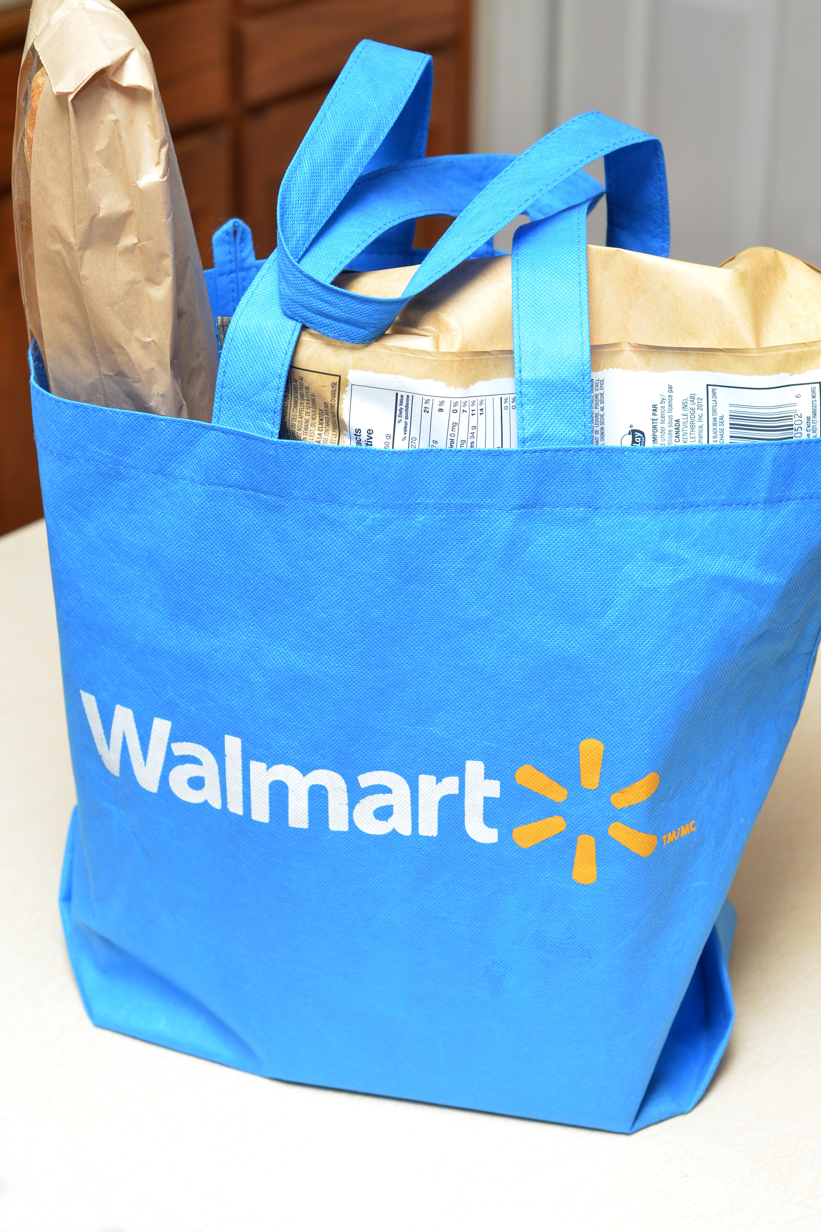 cloth walmart bag with groceries in it