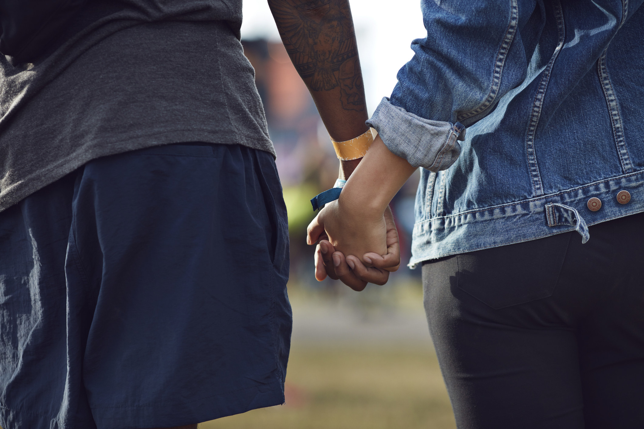 A couple holding hands