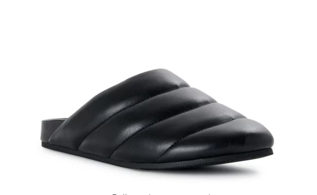 A black padded slide sandal