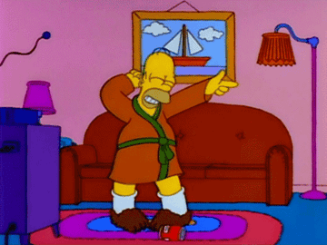 homer simpson dancing in a robe on &quot;the simpsons&quot;
