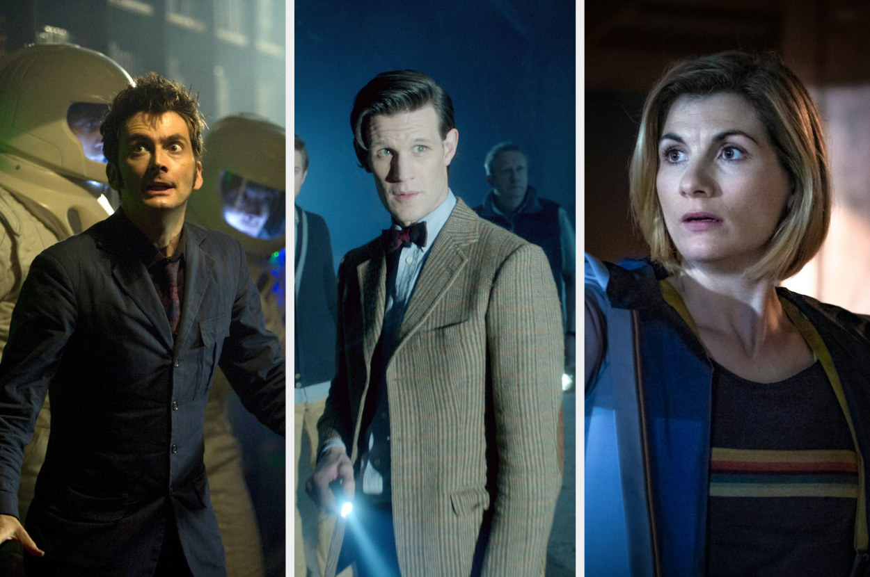 three of the different doctor who characters