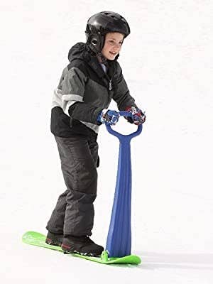 A child model riding the snow scooter