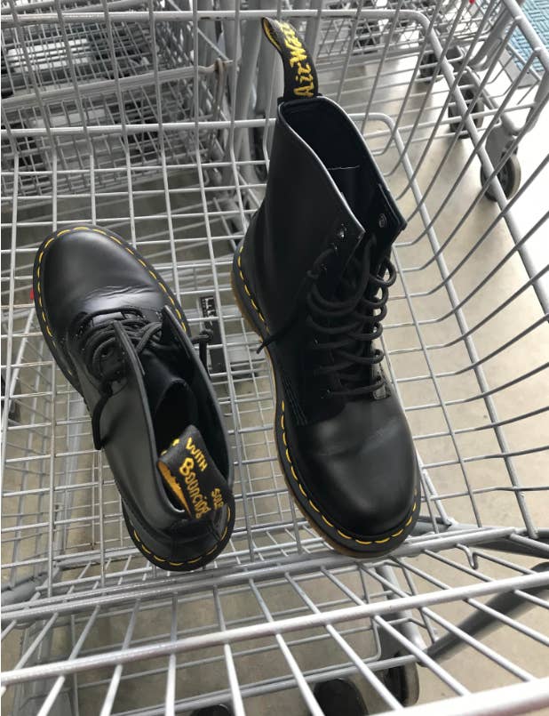 doc martin boots in a cart