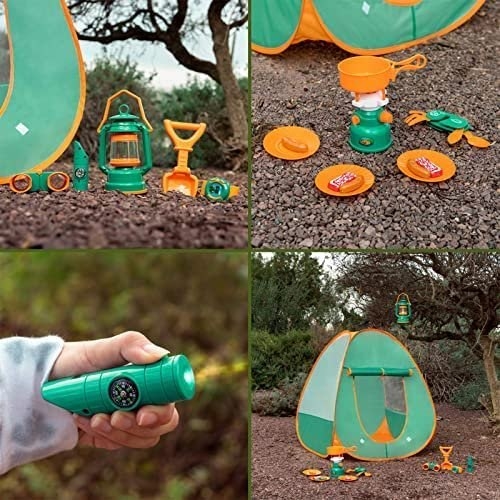 Four photos of camping set