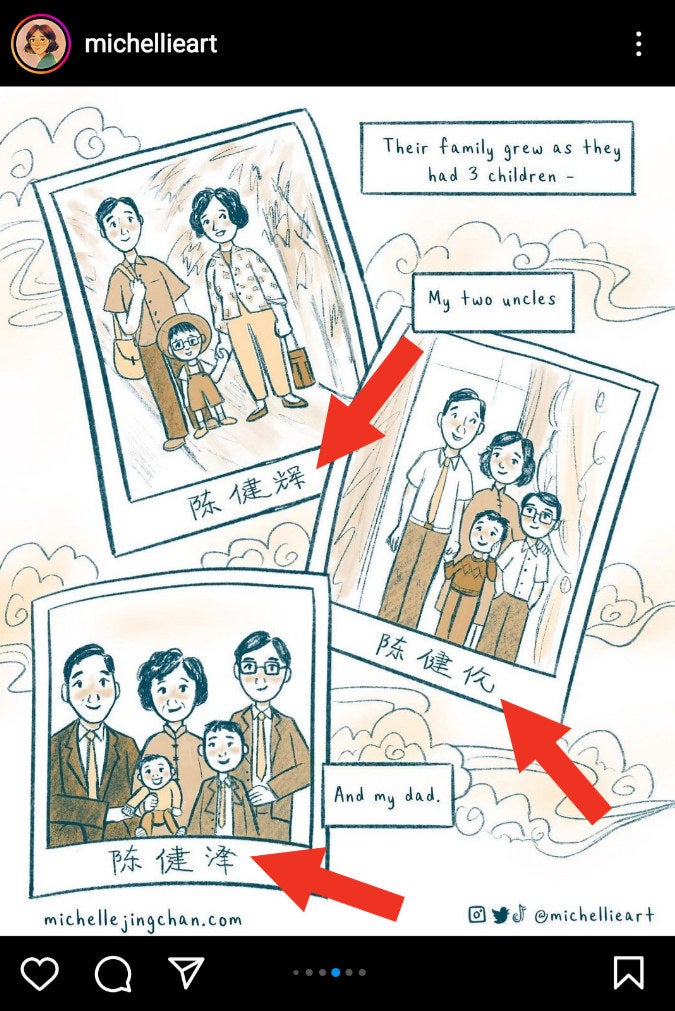 screenshot of a comic page showing Michelle&#x27;s grandfather&#x27;s handwriting