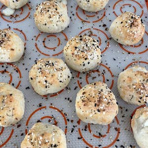bagel balls on a sheet pan