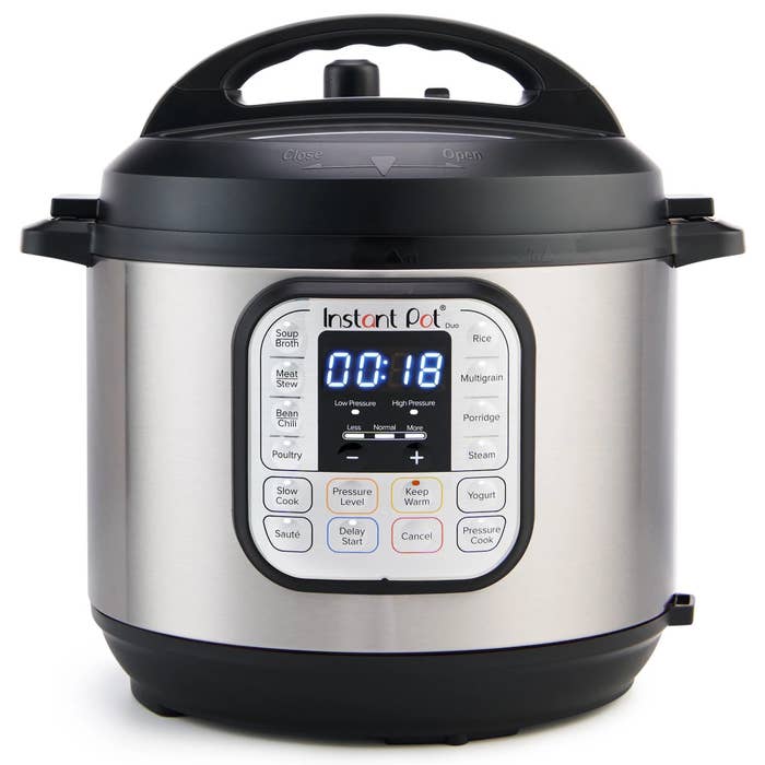 a steel and black 7-in-1 Instant Pot