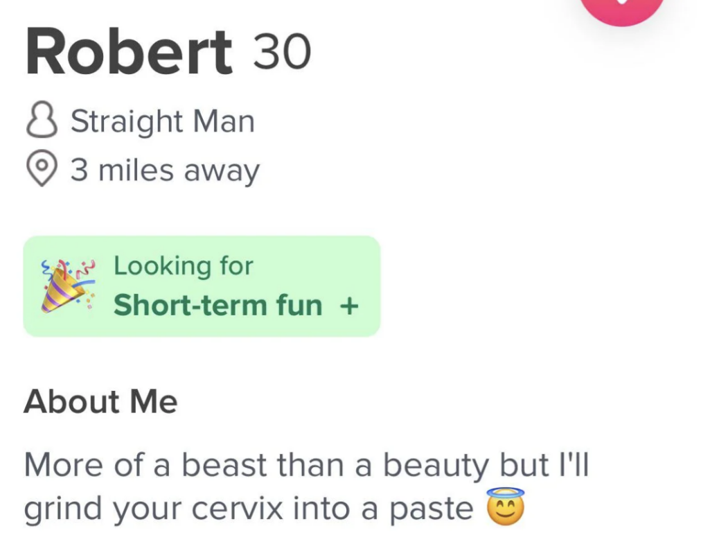 More of a beast than a beauty but I&#x27;ll grind your cervix into a paste (w/ an &quot;innocent&quot; halo emoji)