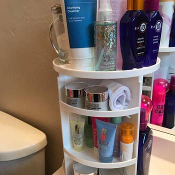 spinning makeup storage holding skin products