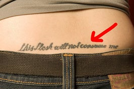 A lower-back tattoo
