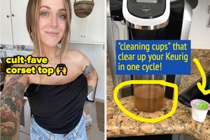 corset top and keurig cleaning cup 