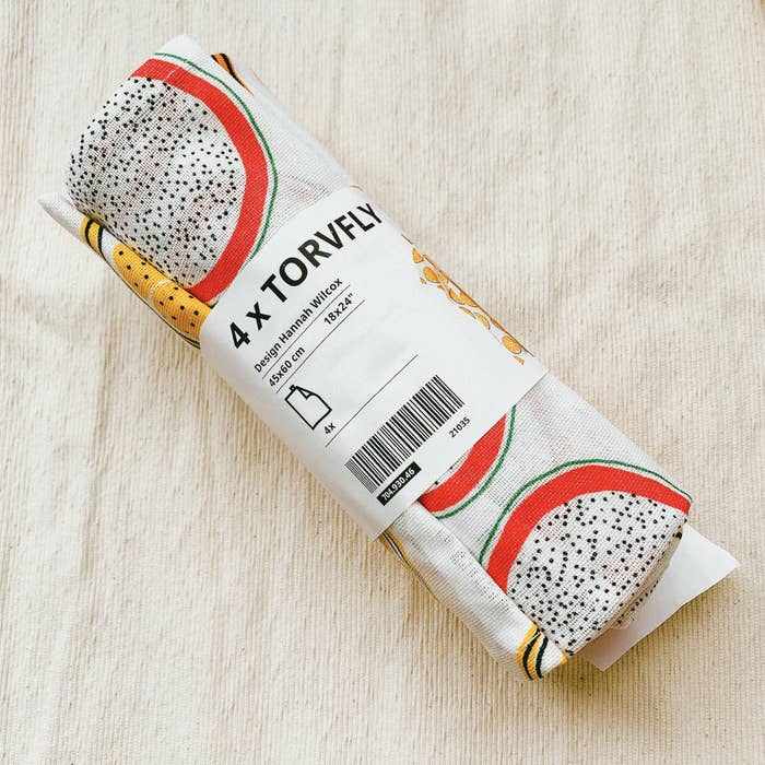 IKEA（イケア）のおすすめのキッチングッズ「TORVFLY トルヴフリーキッチンクロス 模様入り/オレンジ」