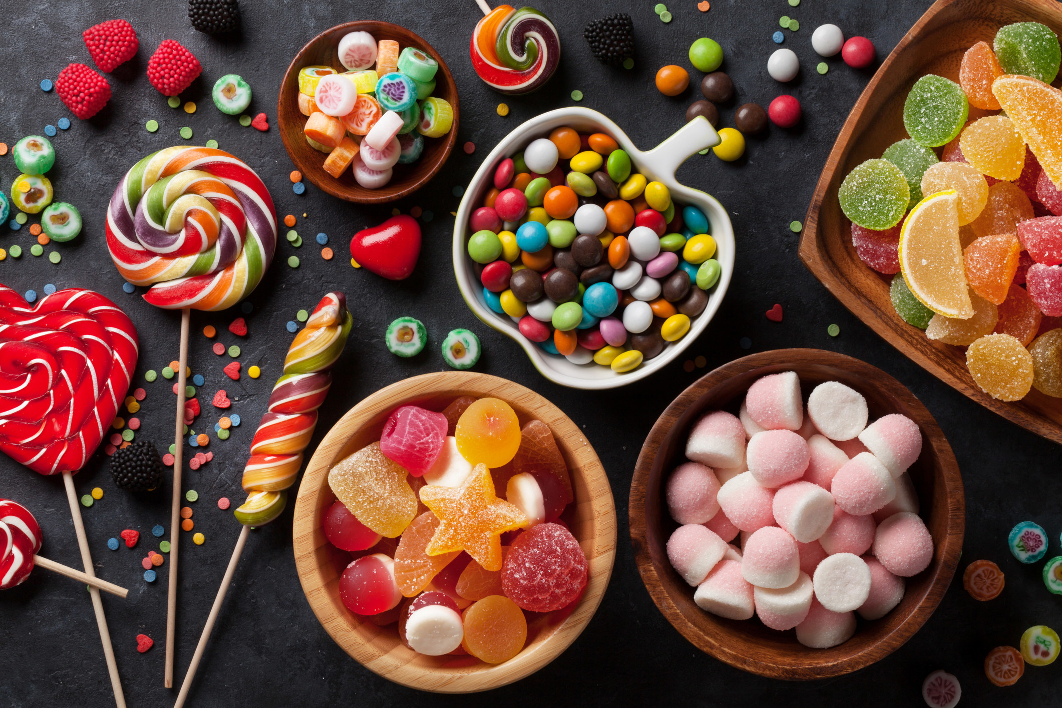 bowls of different candy