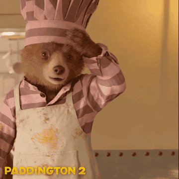 Gif of Paddington tipping his chef&#x27;s hat