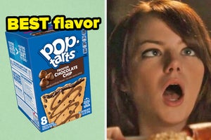 On the left, a box of blueberry Pop-Tarts, and on the right, a box of strawberry Pop-Tarts with versus typed in the middle