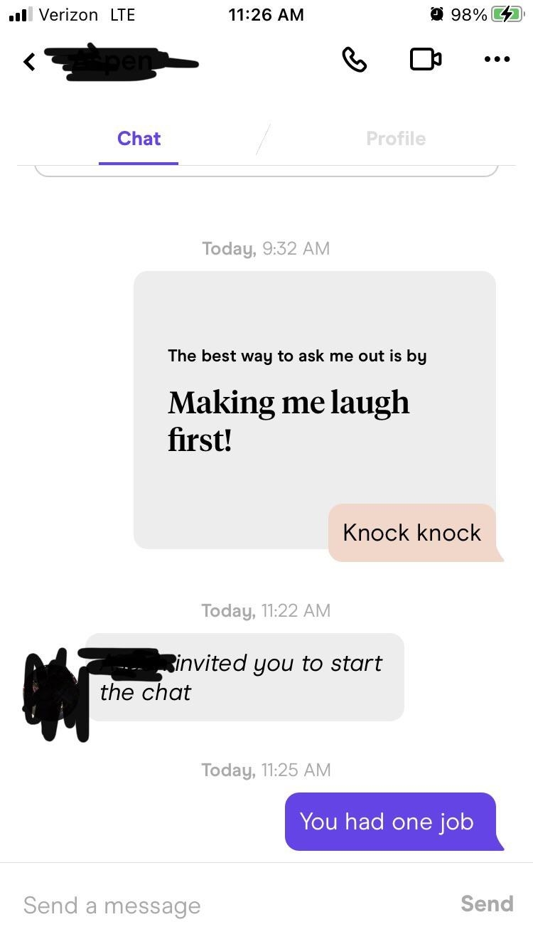 Screenshot from a Hinge conversation