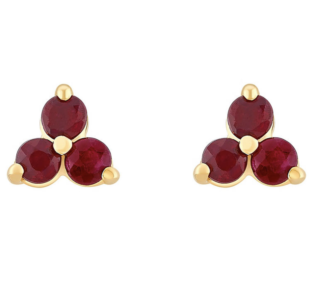 ruby cluster earrings