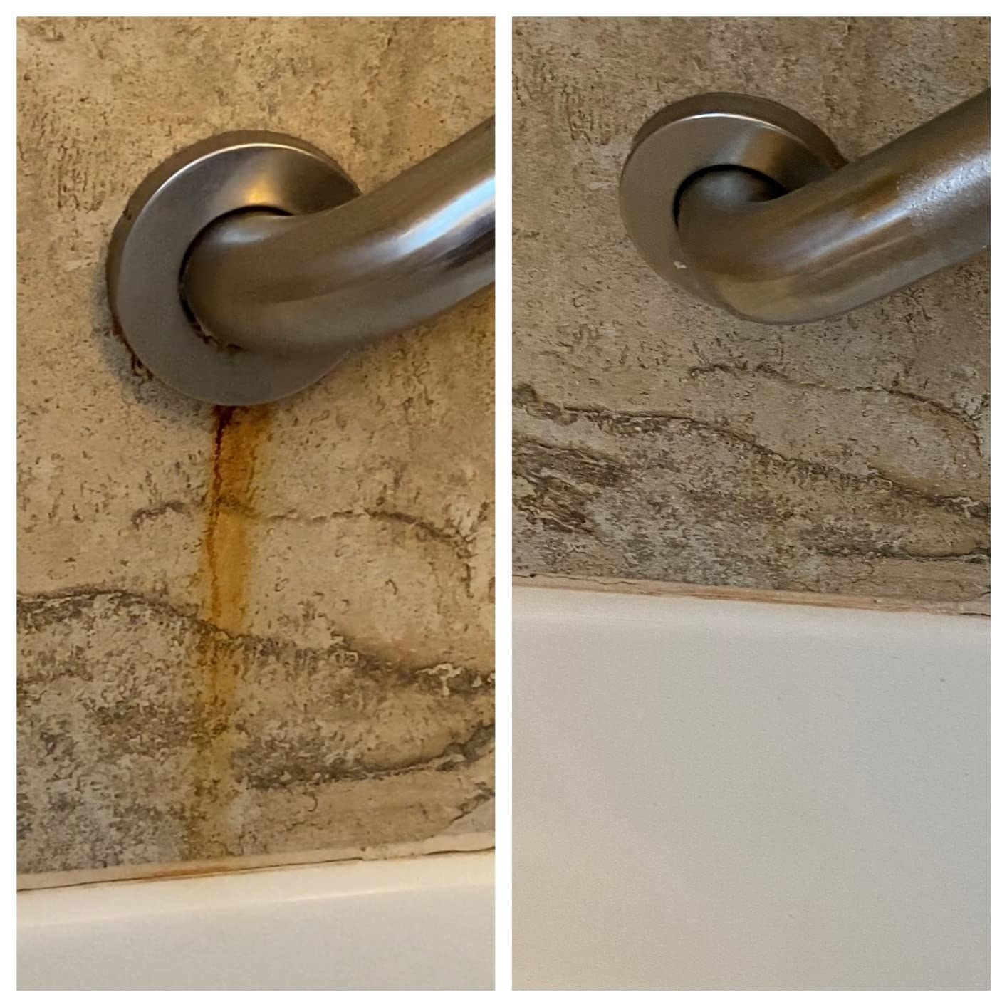 Reviewer image of tile before &amp;amp; after using scrubber